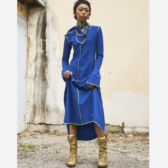 ELIZA FAULKNER Pippa Dress - Electric Blue & Lime Green - Picture 3 of 3